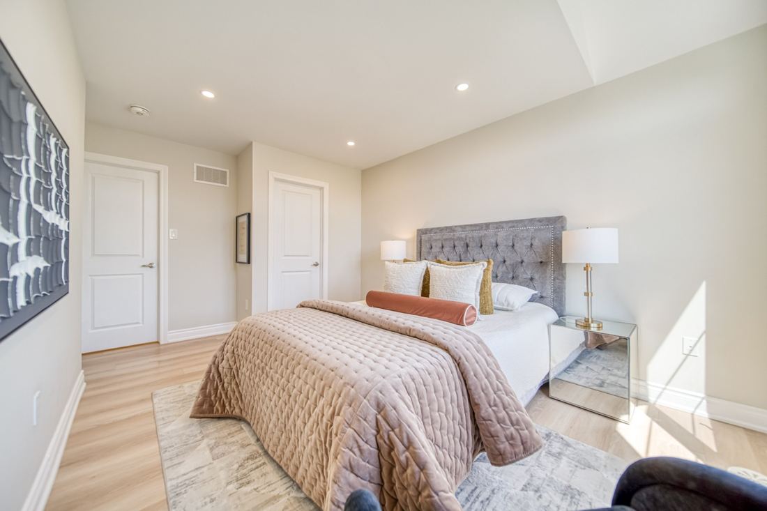 Staged bedroom with natural light