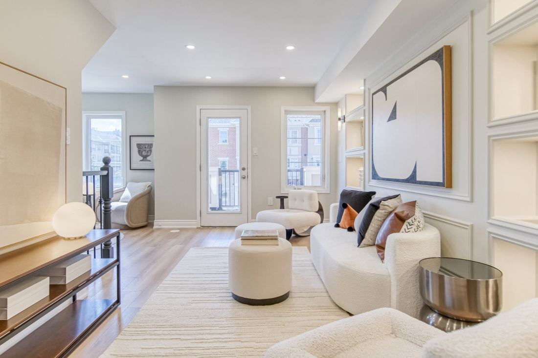 Bright, professionally staged living room